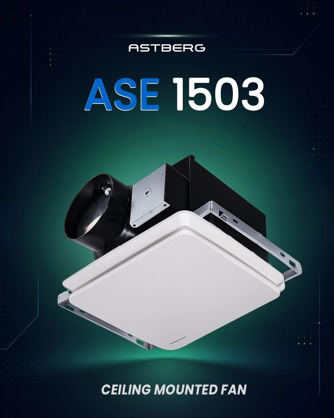ASTBERG HEAVY DUTY SILENT CEILING MOUNTED VENTILATION FAN EXHAUST FAN ASE1503 300CMH 6"