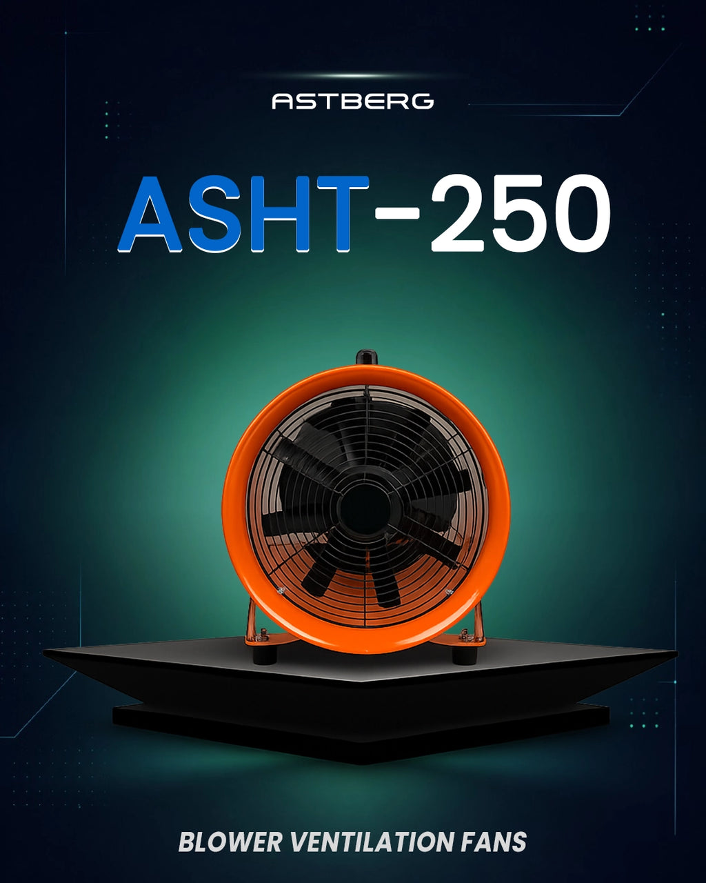 ASTBERG DUST COLLECTOR BLOWER EXHAUST PORTABLE INLINE DUCT VENTILATION BLOWER FAN ASHT250 10" 2200CMH