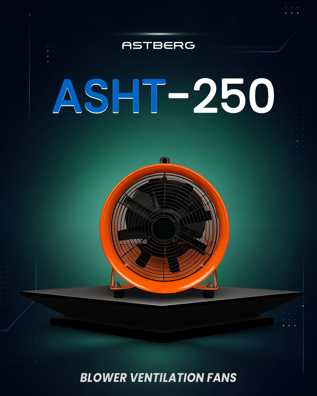 ASTBERG DUST COLLECTOR BLOWER EXHAUST PORTABLE INLINE DUCT VENTILATION BLOWER FAN ASHT250 10" 2200CMH