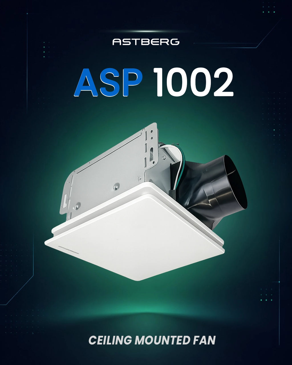ASTBERG HEAVY DUTY METAL CEILING EXHAUST VENTILATION FAN CASSATE EXHAUST ASP1002 100MM 4" 200CMH
