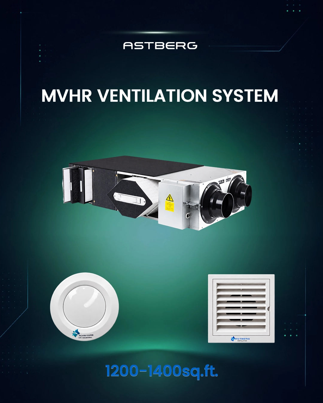 ASTBERG'S MVHR VENTILATION SYSTEM FOR HOTELS HAVING 1200-1400 SQ. FT. AREA