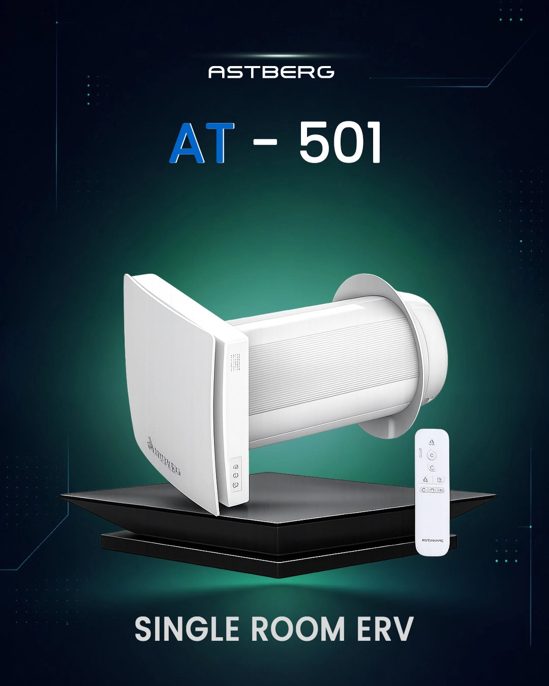ASTBERG SINGLE ROOM ERV/HRV ENERGY/HEAT RECOVERY FRESHAIR VENTILATION SYSTEM WITH WIFI+ HEPA+DUST FILTER  AT501