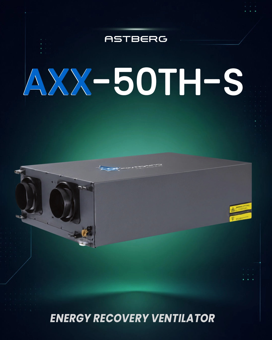 ASTBERG ERV HRV+ DEHUMIDIFIER ENERGY HEAT RECOVERY FRESHAIR VENTILATION-AXX-50TH-S-500 CMH