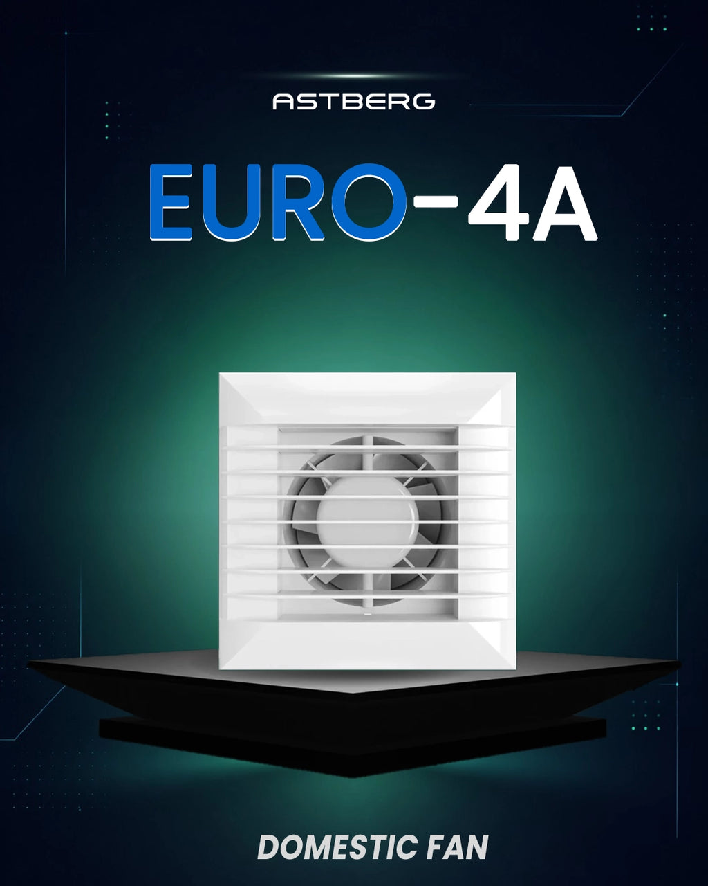 ASTBERG EURO4A PIPE/WALL/CEILING  EXHAUST VENTILATION FAN 85CMH 100MM