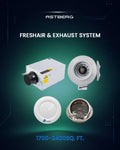 FRESHAIR & EXHAUST SYSTEM WITHOUT HEAT RECOVERY FOR 1700-2400 SQ. FT. AREA
