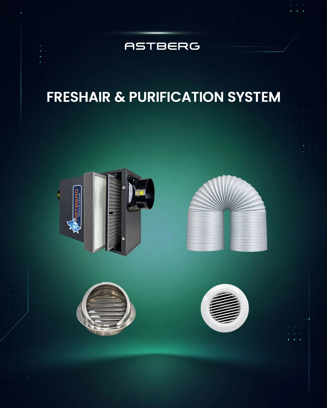 Astberg's Freshair and Purification system -Indoor Air Quality maintainence with monitor-AFV 75DF