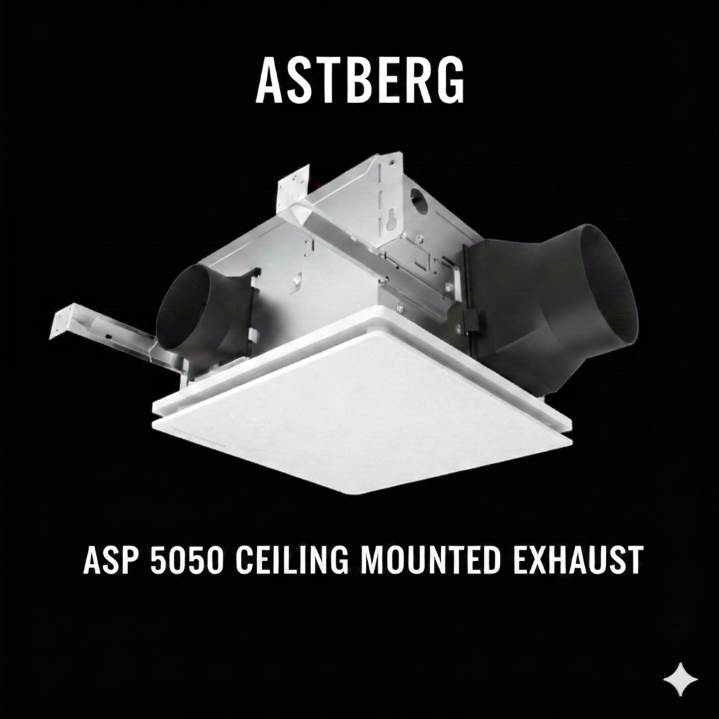 ASTBERG MULTI POINT CEILING EXHAUST VENTILATION FAN ASP5050 100MM/4" 200CMH