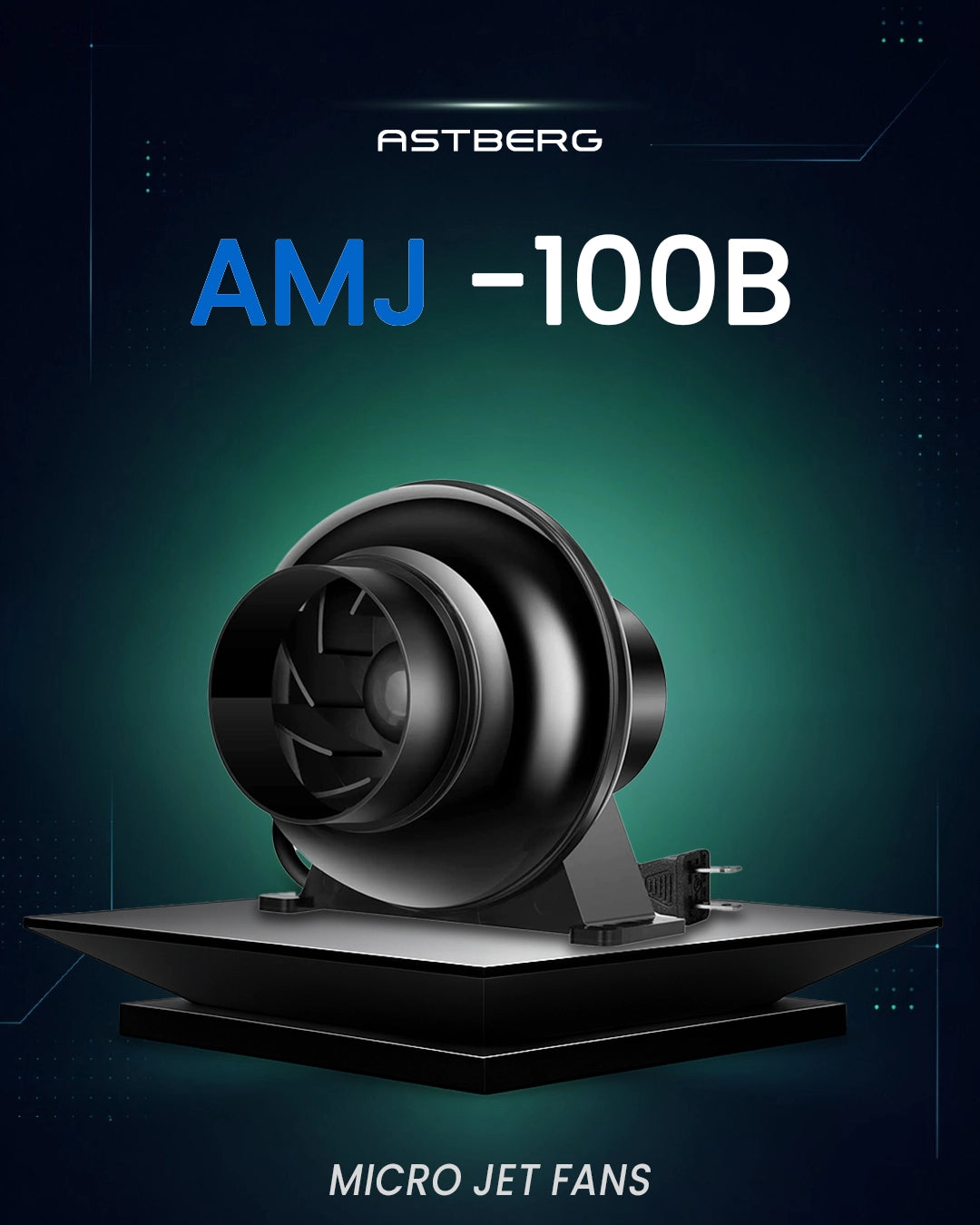 ASTBERG MICRO JET SILENT MIXFLOW INLINE DUCT VENTILATION FAN 147CMH 100MM 4"-AMJ100