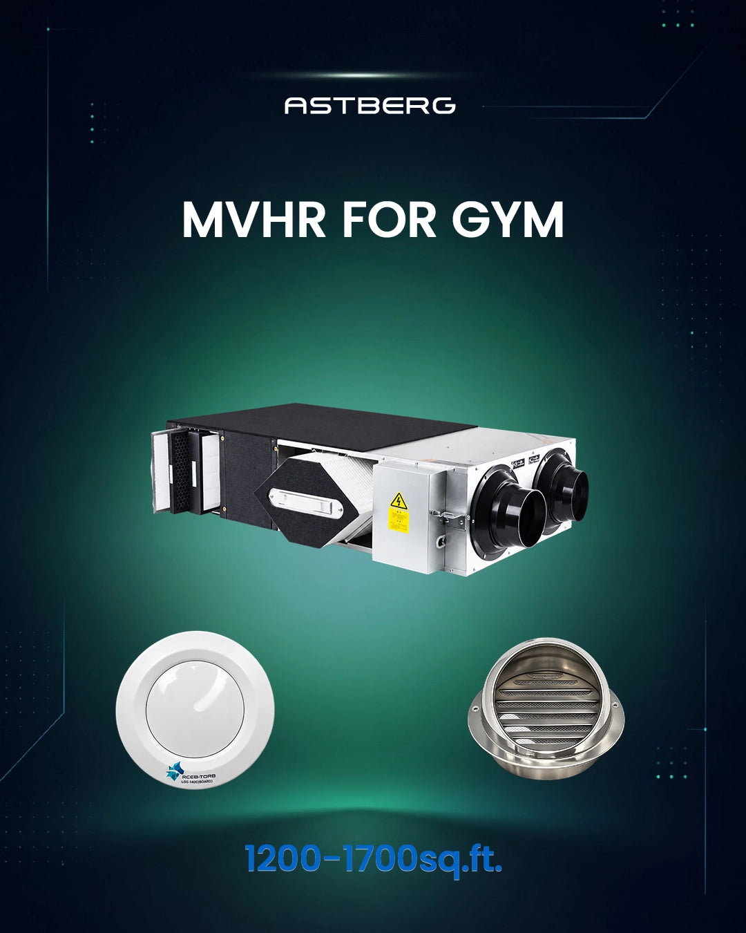 MVHR FOR GYM UPTO 1200-1700* Sq. ft. or upto 60* NO. OF PEOPLE