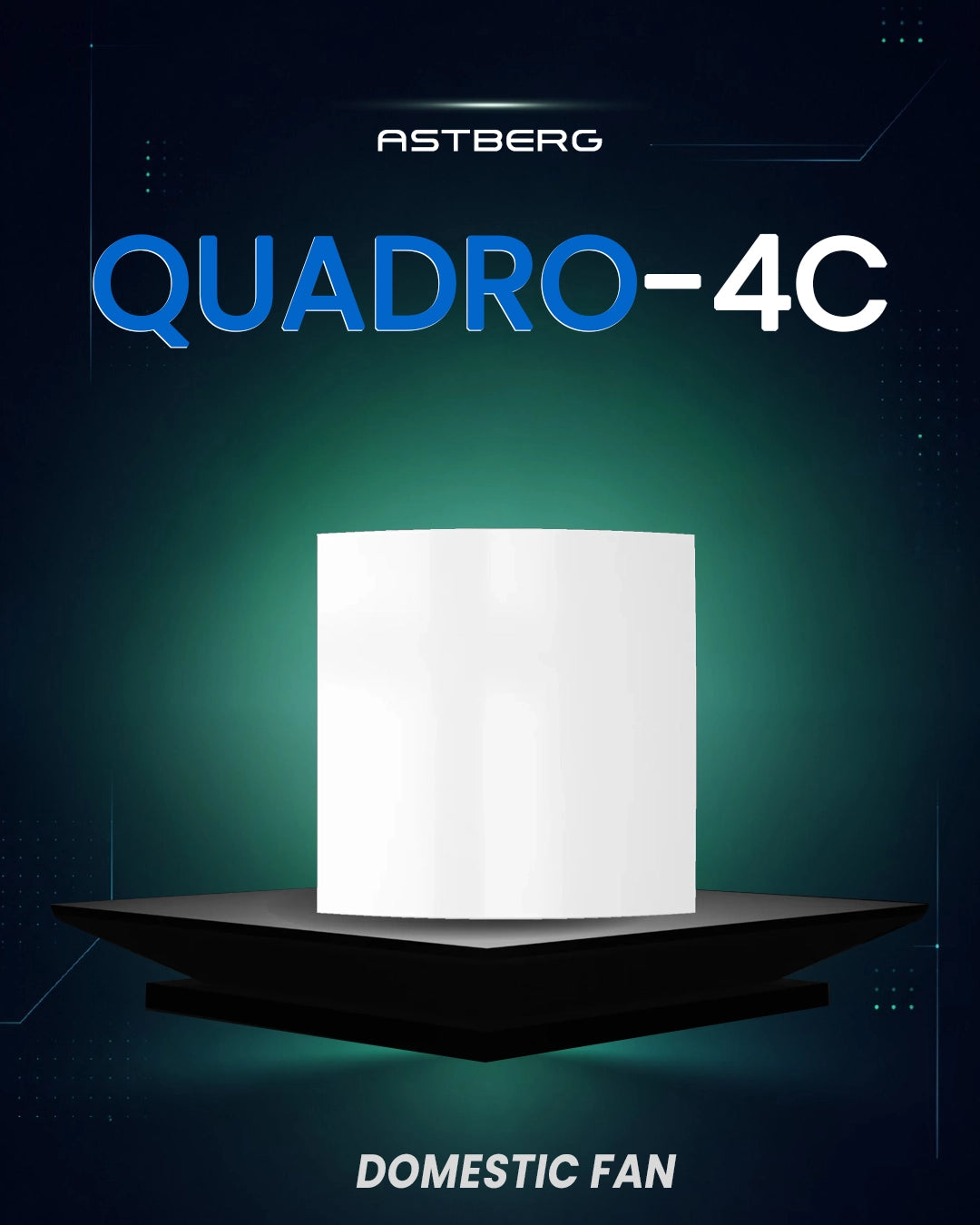 ASTBERG QUADRO4C PIPE/WALL/CEILING  EXHAUST VENTILATION FAN 90CMH 4" 100 MM