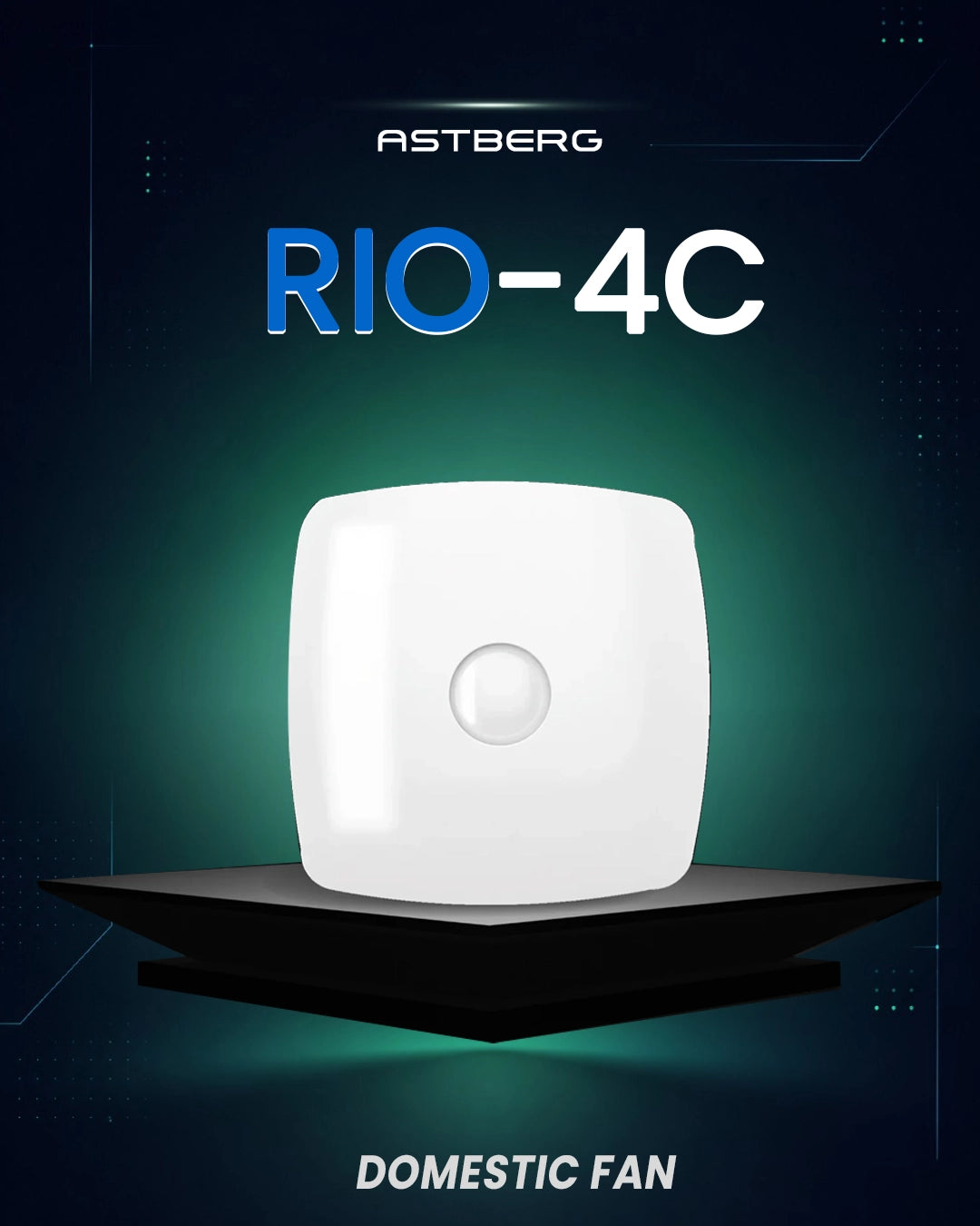 ASTBERG RIO4C 98CMH 100MM PIPE WALL CEILING  EXHAUST VENTILATION FAN