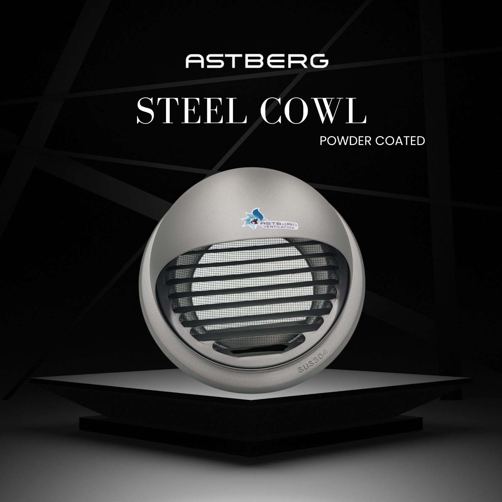ASTBERG POWDER COATED STEEL OUTER PIPE COWL SS304 150MM 6"