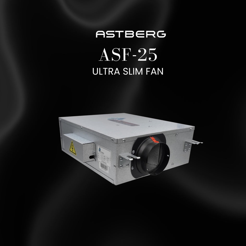 ASTBERG SILENT SLIM INLINE DUCT BOX TYPE VENTILATION FAN ASF25 250CMH
