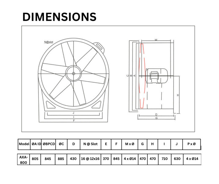 ASTBERG'S TUBE AXIAL COMERCIAL  VENTILATION  FAN  AXA800