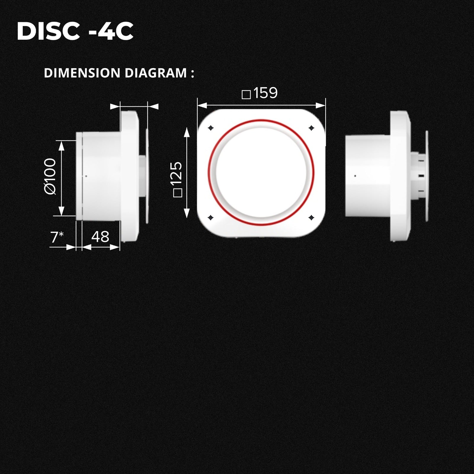 ASTBERG PIPE/WALL/CEILING  EXHAUST VENTILATION FAN DISC 4C 105CMH 100MM 4"
