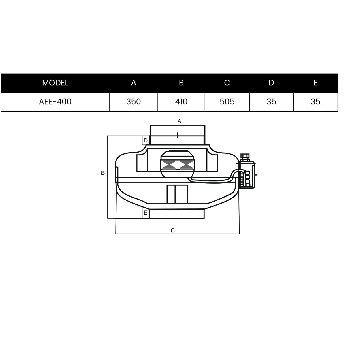 Fan With Poder Astberg AEE400 Powder Coated Inline Fan - 2500 CMH High-Capacity ...