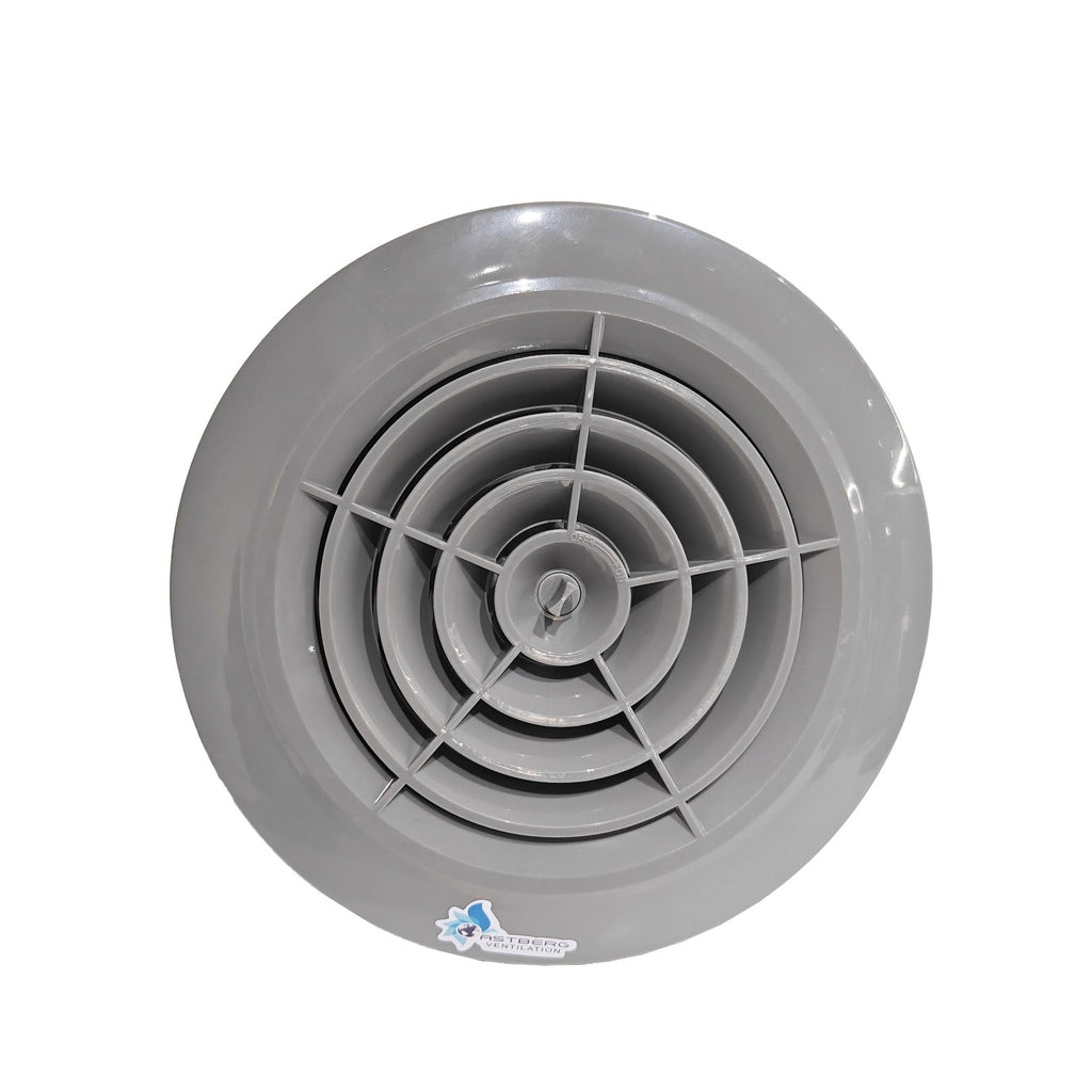 ASTBERG ROTATING DIFFUSER  SUPPLY GRILL VENT CEILING CAP CFM CONTROLLER 150MM 6" (Grey Color)-ARD150