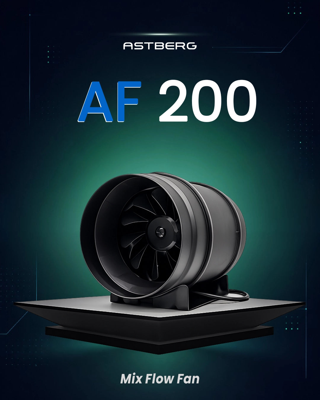 Astberg AF200 Silent Mixflow Circular Inline Duct Fan 840CMH - 200MM 8"-  AF200