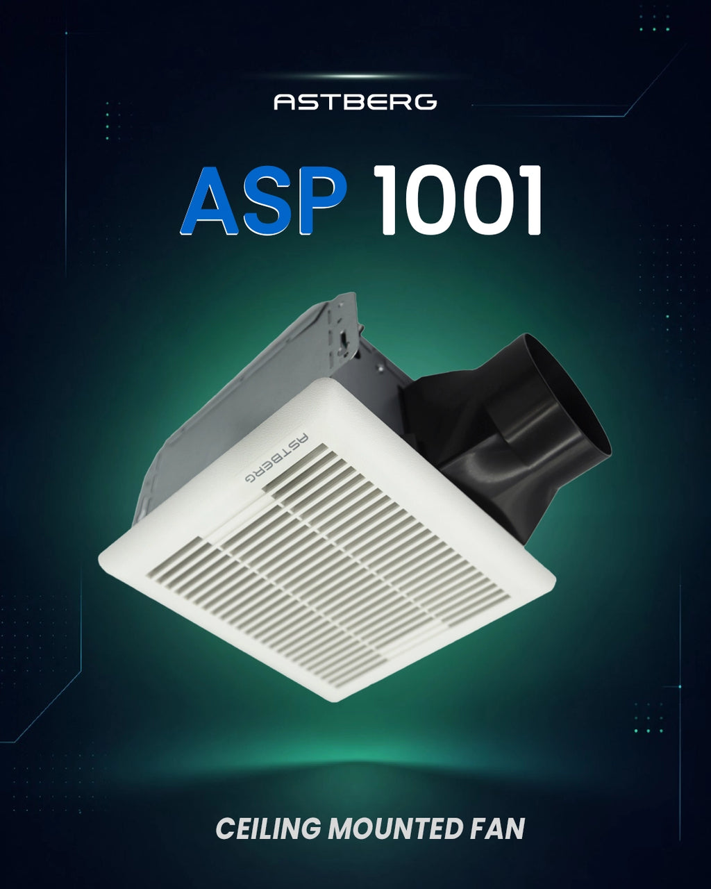 ASTBERG METAL HEAVY DUTY SILENT CEILING MOUNTED CASSETTE EXHAUST VENTILATION FAN ASP1001 170CMH 100MM 4"