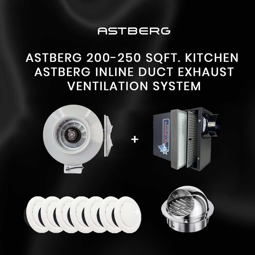 ASTBERG 200-250 SQ FT. KITCHEN- ASTBERG INLINE DUCT EXHAUST VENTILATION SYSTEM