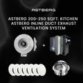 ASTBERG 200-250 SQ FT. KITCHEN- ASTBERG INLINE DUCT EXHAUST VENTILATION SYSTEM