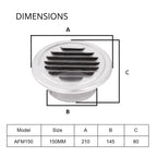 Astberg Outer Grill Steel (150mm/6") Grill with Bird Mesh, Exhaust Vent, Chimney Grill (SS304) Steel, Vent Cap - Astberg Ventilation