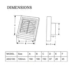 Astberg Outer Grill Abs/Square Grill/Grill With Mesh/Pipe Grill/Chimney Grill/Exhaust Outer Lowers/Vent Cap (100Mm/4, White - Astberg Ventilation
