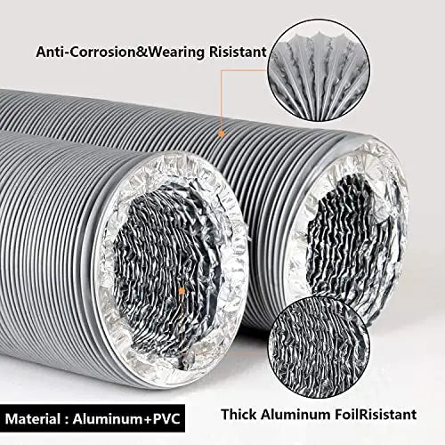 Astberg PVC Flexible Pipe/Insulated Pipe/Chimney pipe/Duct Pipe/Exhaust pipe/Aluminum pipe (150mm/6") - Astberg Ventilation