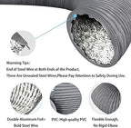 Astberg PVC Flexible Pipe/Insulated Pipe/Chimney pipe/Duct Pipe/Exhaust pipe/Aluminum pipe (200mm/8") - Astberg Ventilation