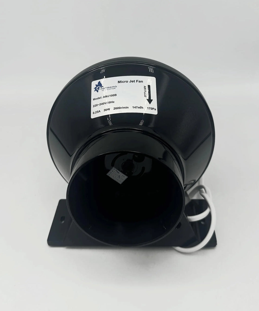Astberg Micro Jet (100mm/4") (147CMH) (2600RPM) Booster Fan/Silent Mix Flow/Inline Duct Fan/Duct Exhaust/Inline Exhaust/Circular Inline Fan / - Astberg Ventilation