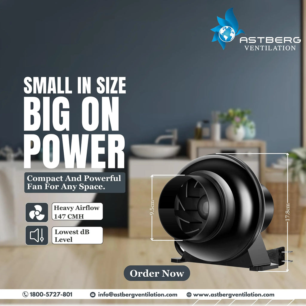 Astberg Micro Jet (100mm/4") (147CMH) (2600RPM) Booster Fan/Silent Mix Flow/Inline Duct Fan/Duct Exhaust/Inline Exhaust/Circular Inline Fan / - Astberg Ventilation
