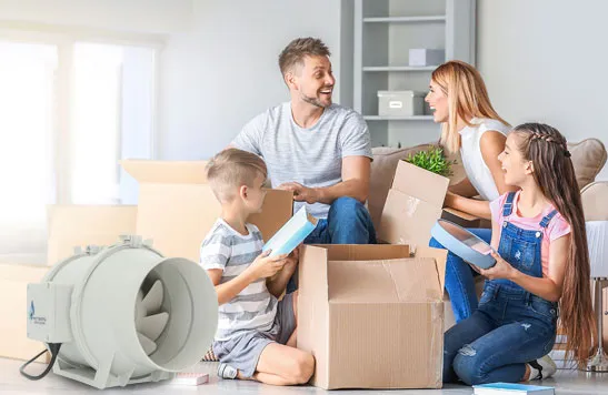 Family using astberg's exhust fans and products to have ventilation in their rooms